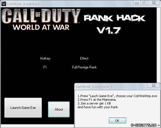 CoD5 1.7 Rank Hack
